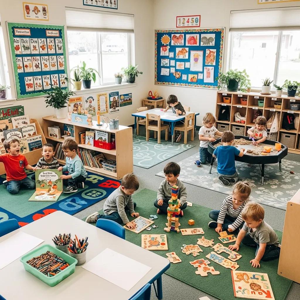 A nurturing daycare classroom in Mount Pleasant with children engaged in learning activities