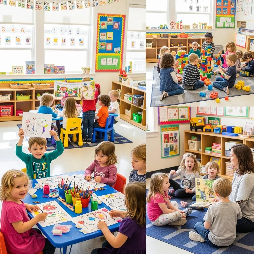 Children engaged in creative activities in a preschool classroom at The Sweetgrass School