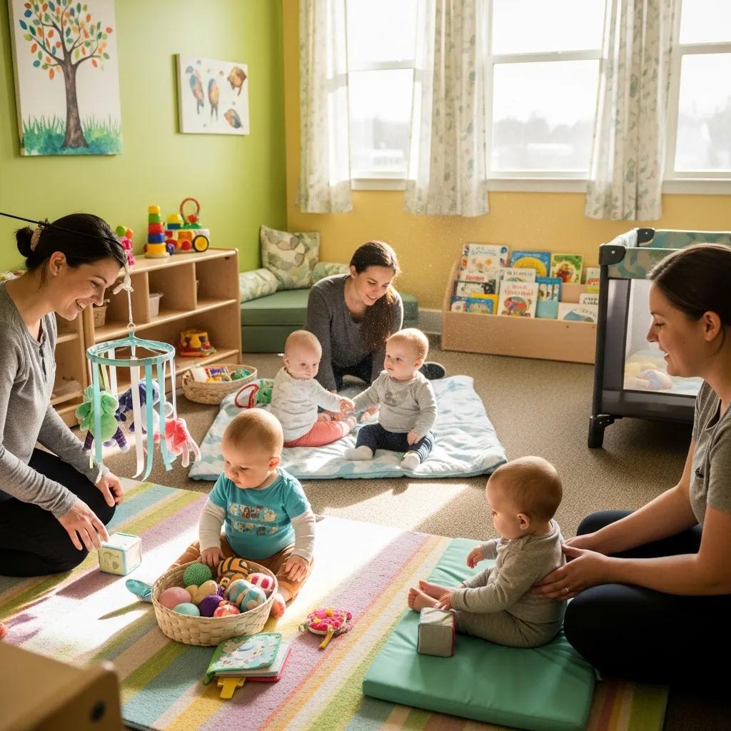 Infants exploring sensory play in a safe daycare environment at The Sweetgrass School
