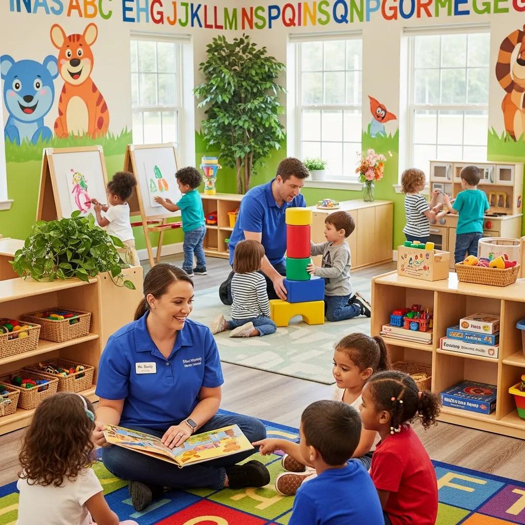 Licensed daycare center in Mount Pleasant SC with children playing and caregivers interacting