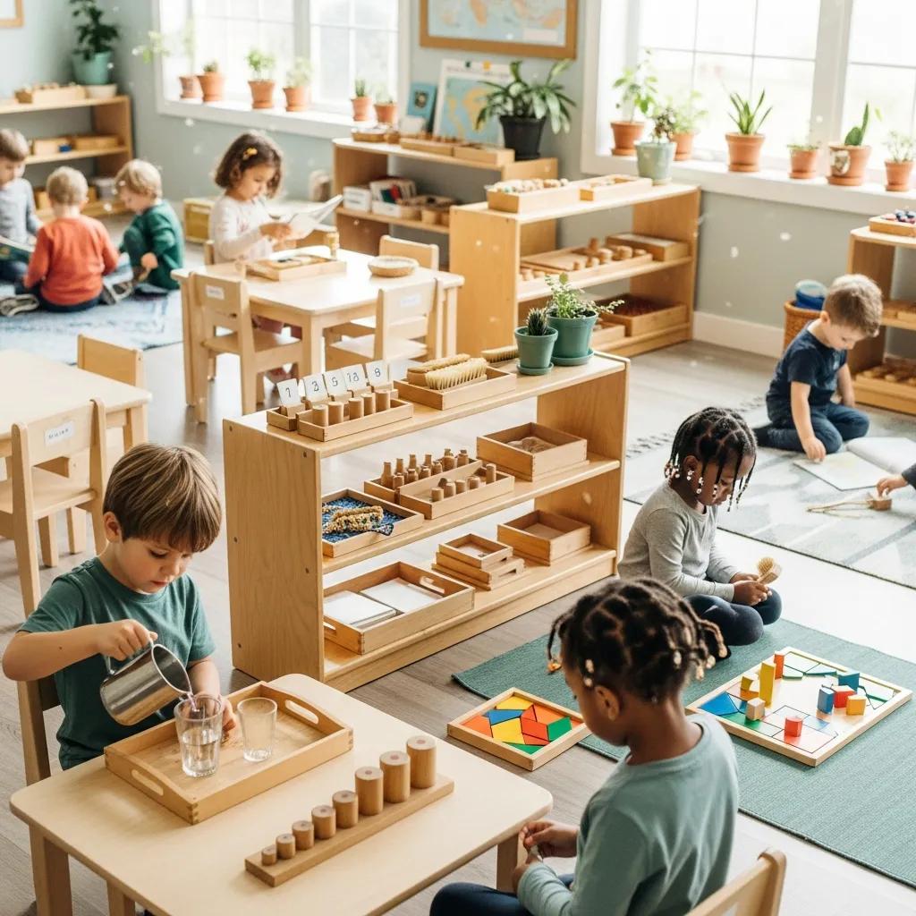Montessori classroom in Mount Pleasant with children engaged in independent learning activities