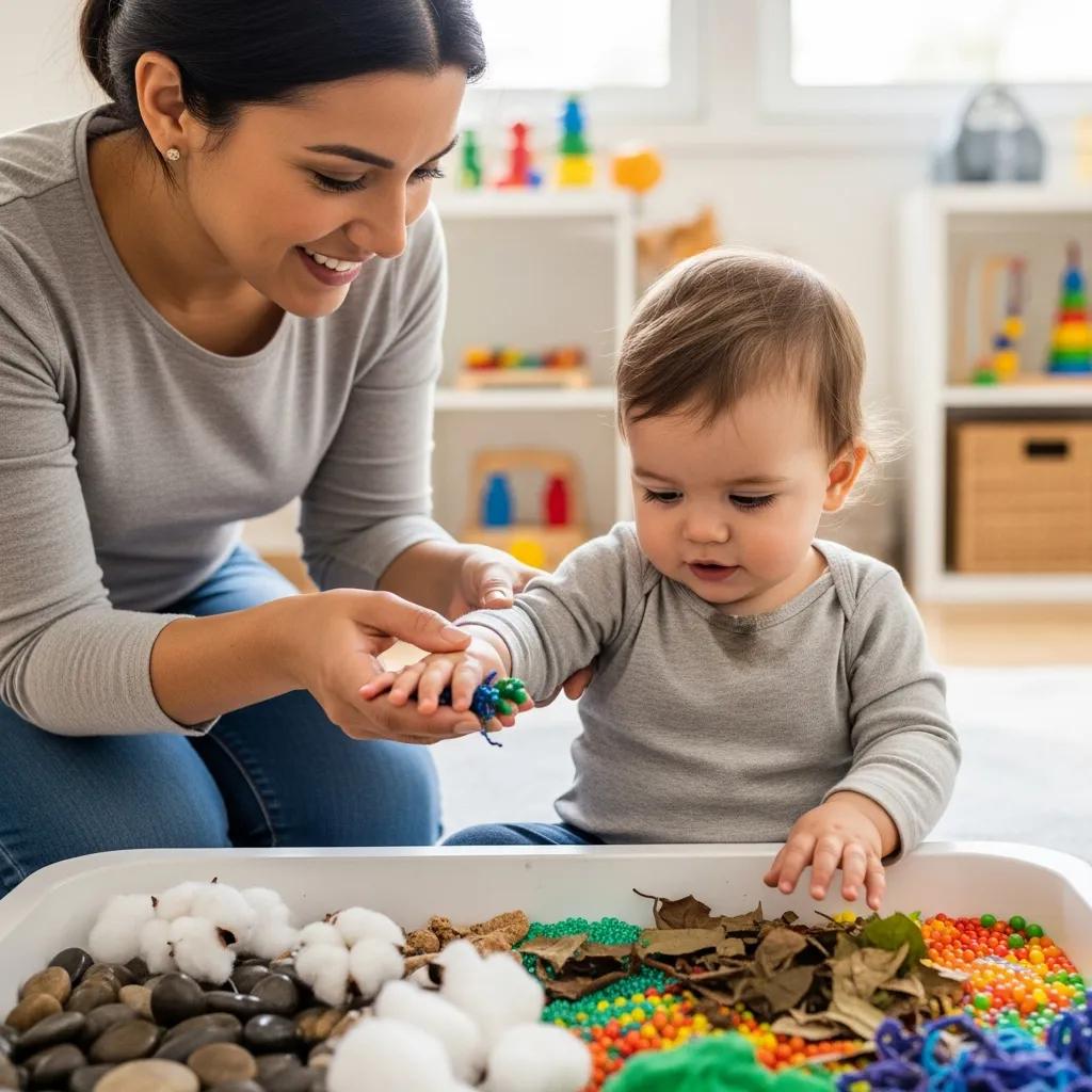 Parent and child engaging in sensory play together, illustrating the importance of parental guidance in sensory activities