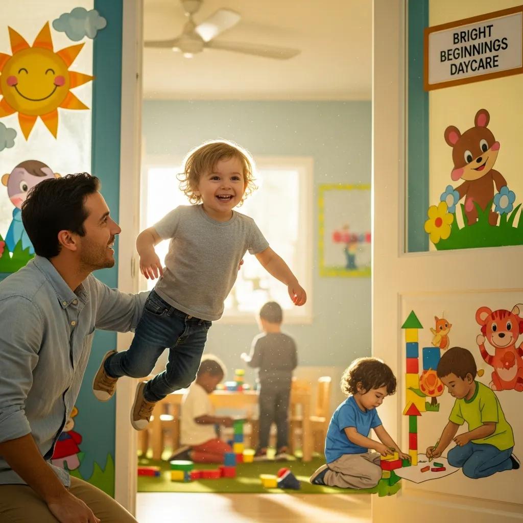 Parent and child practicing a positive drop-off routine to ease separation anxiety