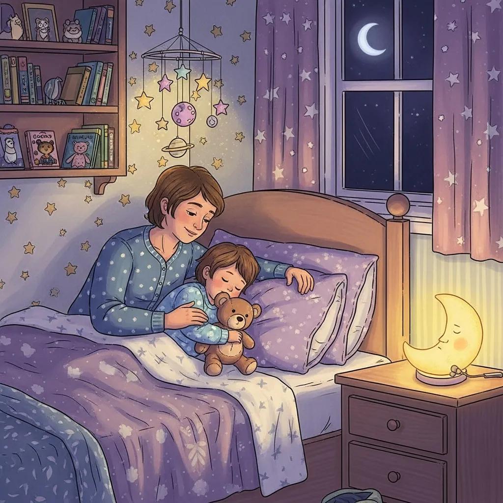 Parent comforting child during nighttime awakening, showcasing strategies to address sleep challenges.