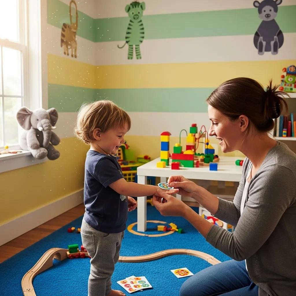 Toddler receiving rewards for positive behaviors to promote effective behavior management