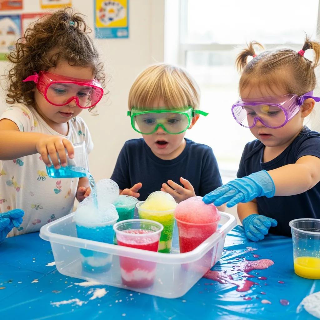 Toddlers engaging in a science experiment illustrating cause and effect concepts