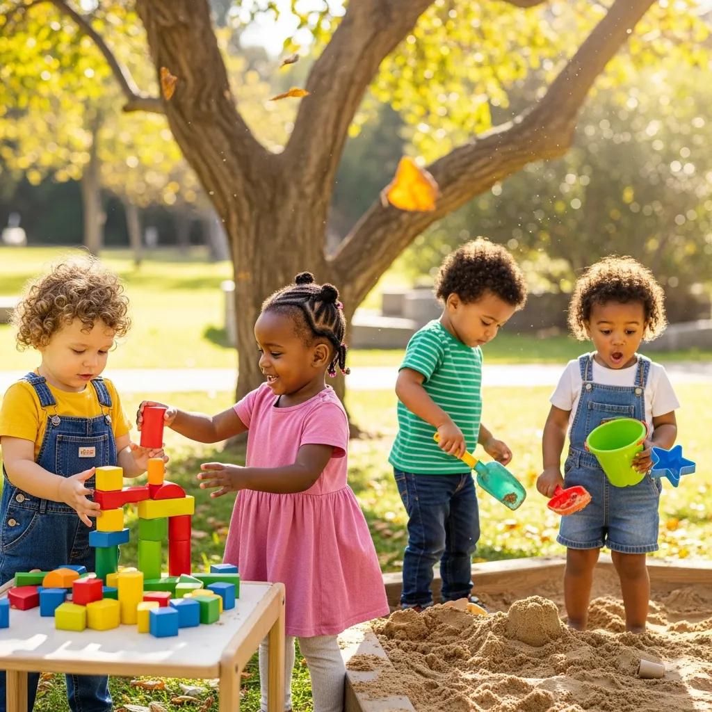 Toddlers participating in outdoor play-based learning activities, illustrating the benefits of play in early childhood education.