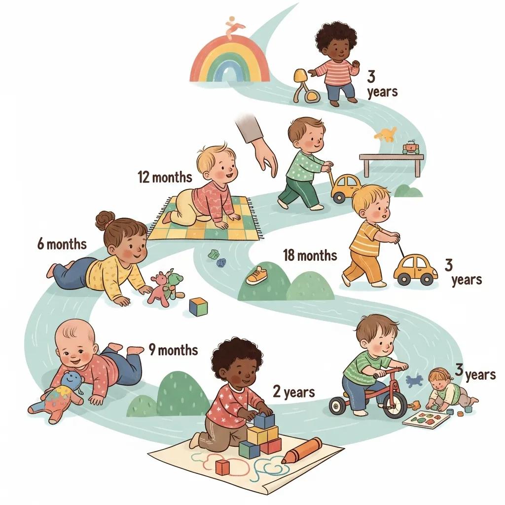 Visual representation of toddler developmental milestones highlighting active toddlers in various developmental stages.